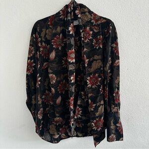 Salvatore Ferragamo Women's 100% Silk Floral Long Sleeve Button Down Blouse 40